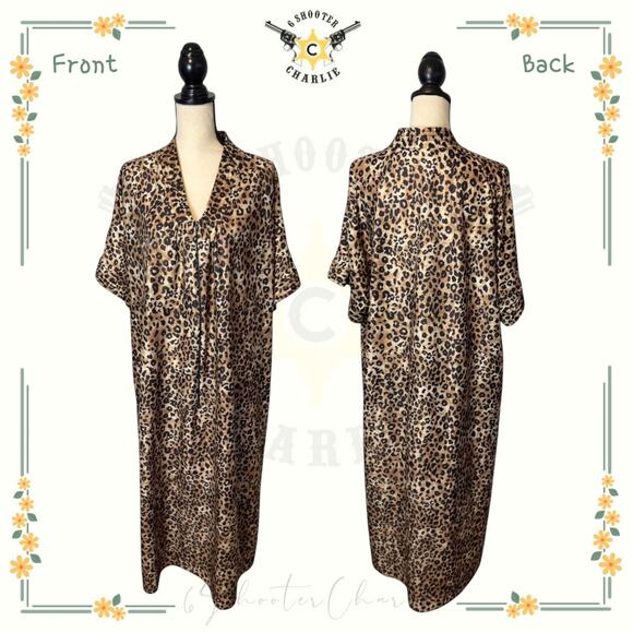 VTG Granada New York Leopard Animal Print Kaftan Nightgown Brown Black One Size - Picture 1 of 7